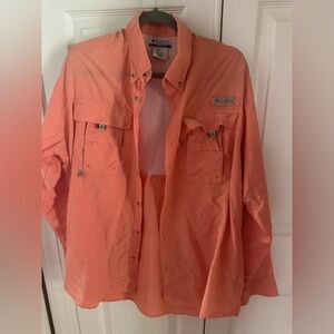 Columbia Men's long sleeve Button-Down Shirt in Coral fishing shirt